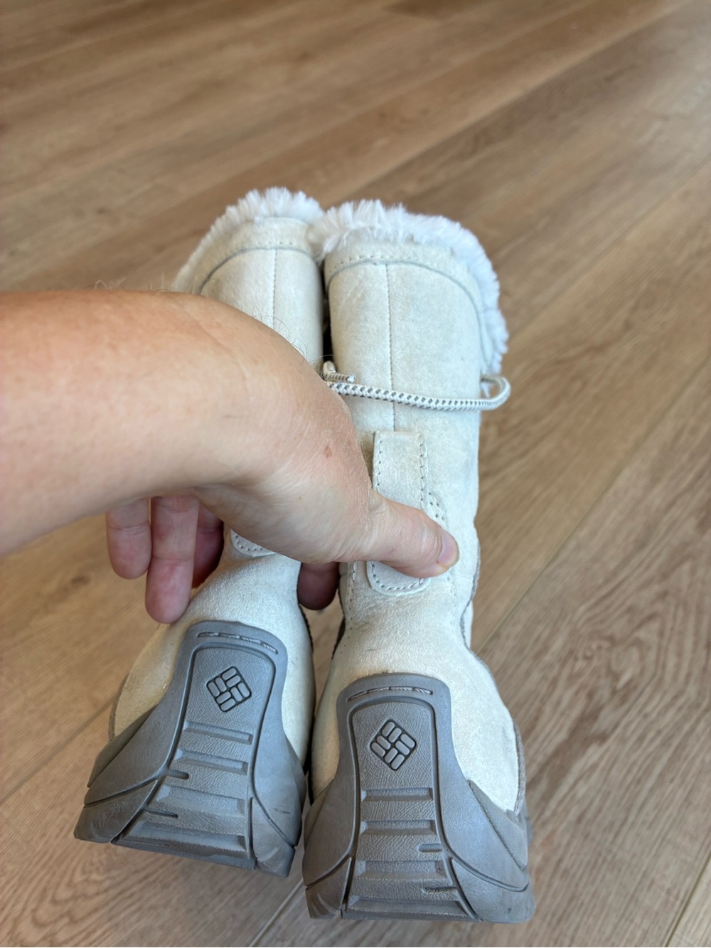 Columbia Lavella 2 suede Winter Faux-Fur Lace-Up Snow Boots white waterproof 9 - Picture 7 of 8